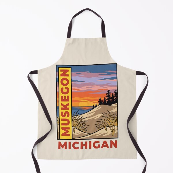 Item preview, Muskegon Michigan - Vintage Lake Michigan Sunset Design designed and sold by TheOldMittenIllustrated.