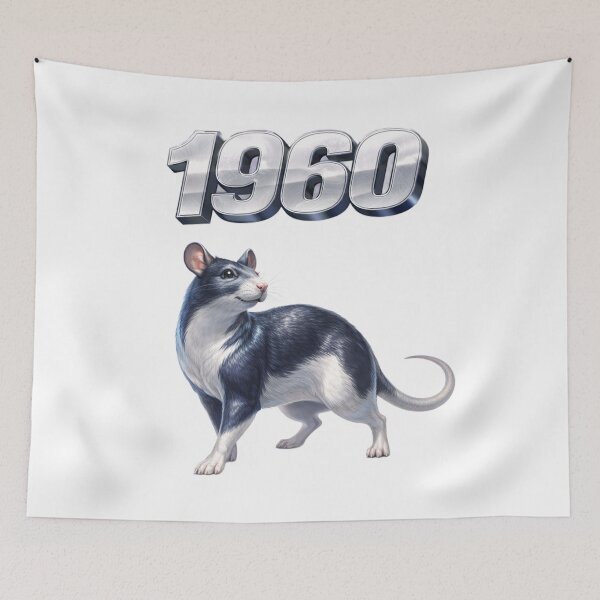 Item preview, 1960 Year of the Rat Eastern Zodiac Intelligence Prosperity Design designed and sold by AlexLineArt.