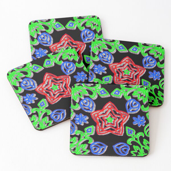 Item preview, "Embroidered Mandala with Floral Stars and Leaf Vines" designed and sold by nighttime1990.