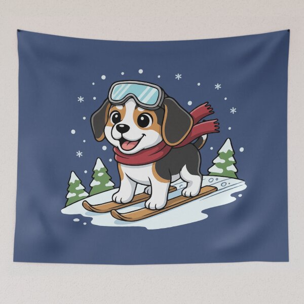 Item preview, Cute Beagle Skiing Puppy | Happy Winter Puppy designed and sold by The Real Life Symphony.