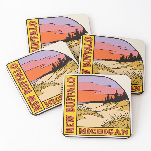 Item preview, New Buffalo Michigan - Vintage Lake Michigan Sunset Design designed and sold by TheOldMittenIllustrated.