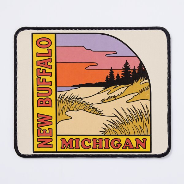 Item preview, New Buffalo Michigan - Vintage Lake Michigan Sunset Design designed and sold by TheOldMittenIllustrated.
