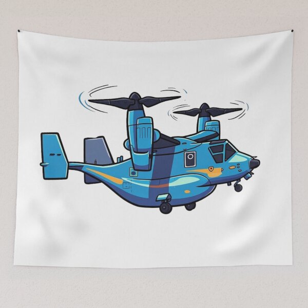 Item preview, V22 Cartoon Tiltrotor Aircraft in Blue Flight #AviationArt designed and sold by Combat Skies.