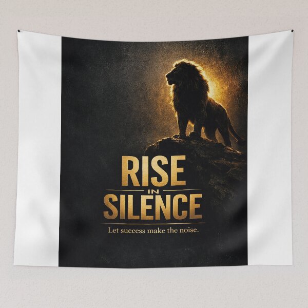 Item preview, Rise in Silence – Motivational Lion Metal Poster designed and sold by Sandeep design studio .