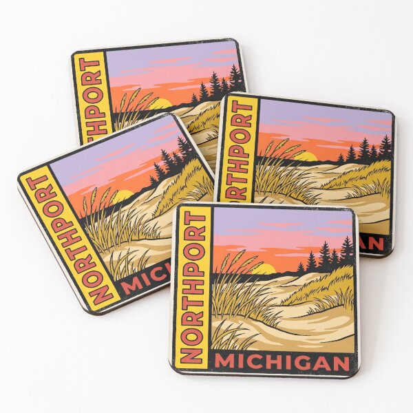 Item preview, Northport Michigan - Vintage Lake Michigan Sunset Design designed and sold by TheOldMittenIllustrated.