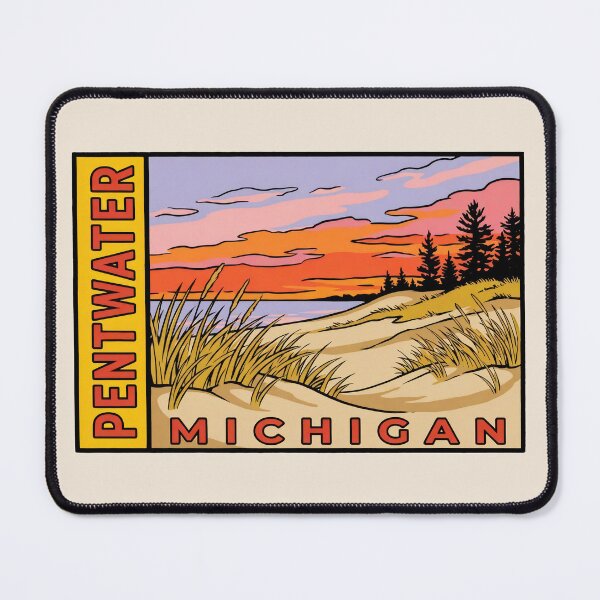 Item preview, Pentwater Michigan - Vintage Lake Michigan Sunset Design designed and sold by TheOldMittenIllustrated.