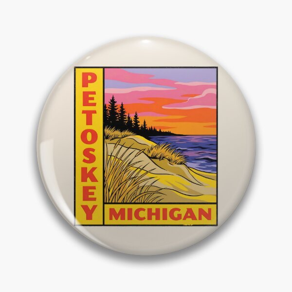 Item preview, Petoskey Michigan - Vintage Lake Michigan Sunset Design designed and sold by TheOldMittenIllustrated.