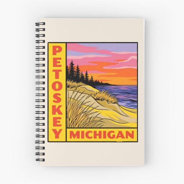 Item preview, Petoskey Michigan - Vintage Lake Michigan Sunset Design designed and sold by TheOldMittenIllustrated.