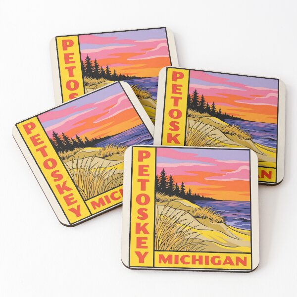 Item preview, Petoskey Michigan - Vintage Lake Michigan Sunset Design designed and sold by TheOldMittenIllustrated.