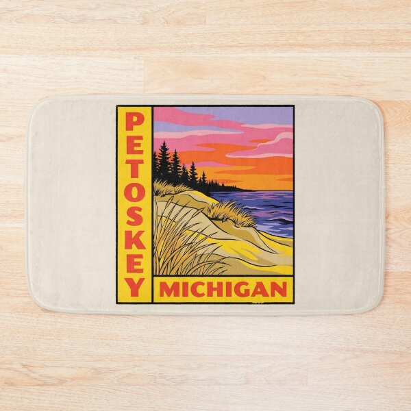 Item preview, Petoskey Michigan - Vintage Lake Michigan Sunset Design designed and sold by TheOldMittenIllustrated.