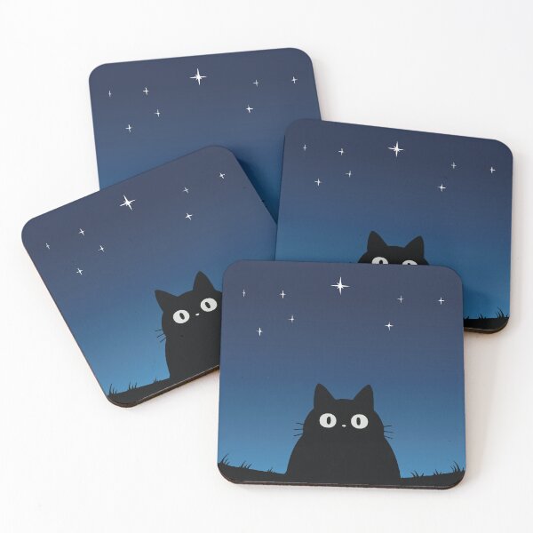 Item preview, A cat sitting under open night sky full of stars designed and sold by steekeets.