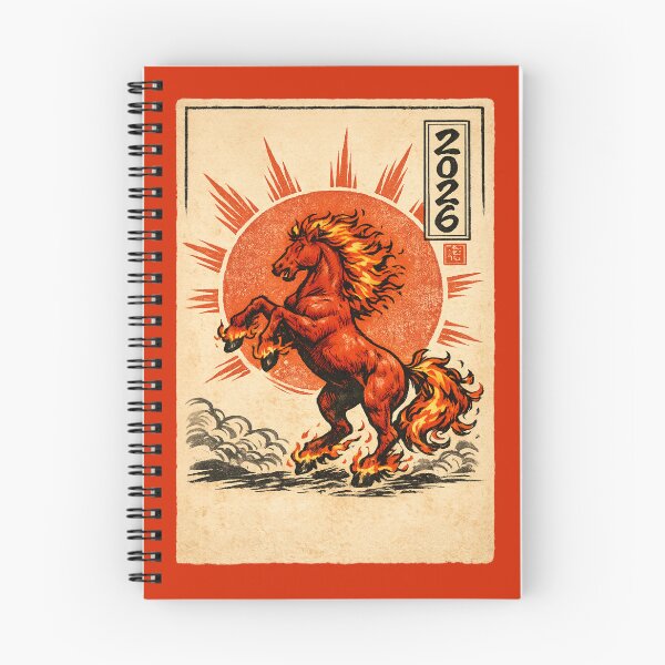 Item preview, Rising Sun Fire Horse 2026 — Vintage Japanese Woodblock Style designed and sold by Planthem.