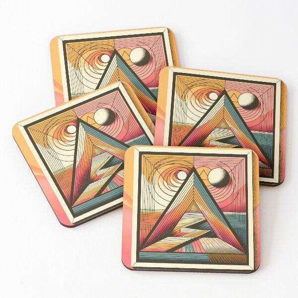 Item preview, Retro Geometric Triangle Sun and Moon Abstract Art designed and sold by InkSmithery.