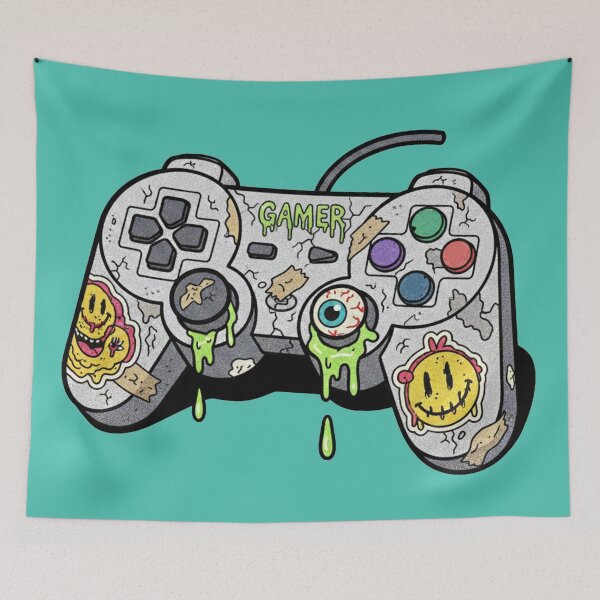 Item preview, Pixel Chaos: Sticker Bombed Gamer Controller designed and sold by unthinkabletees.