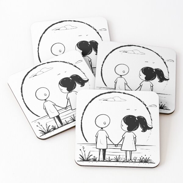 Item preview, Stick figure couple watching sunrise designed and sold by Art-Horizon.