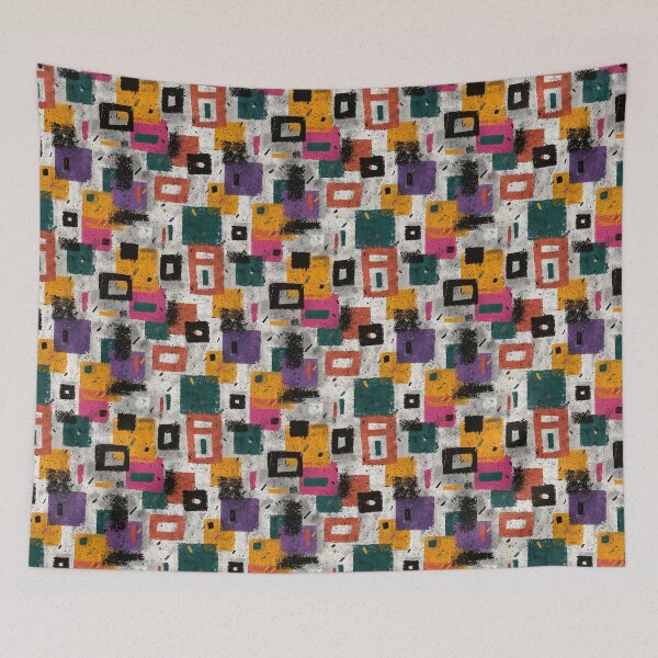 Item preview, Mid Century Modern Color Block Grid Pattern designed and sold by bubblegoth.