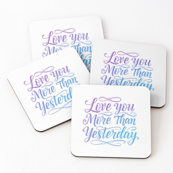 Item preview, Love You More Than Yesterday - Romantic Blue Purple Gradient Quote designed and sold by Heartlines Studio.