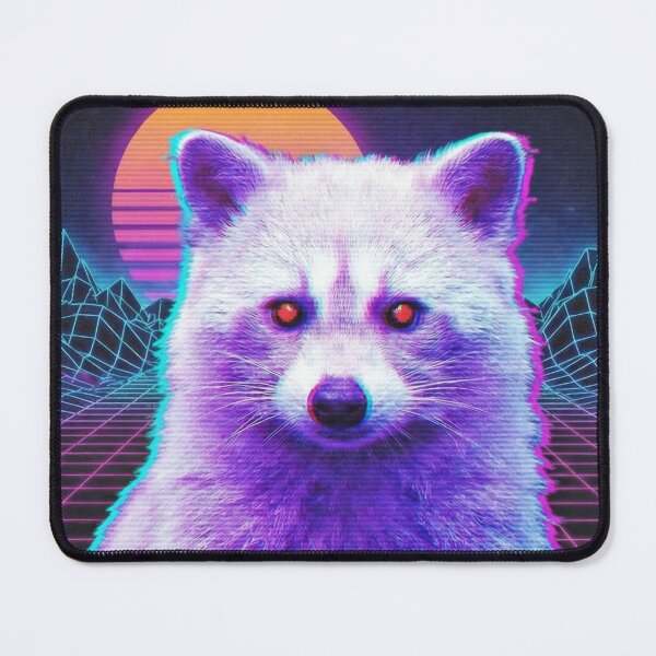 Item preview, Cyberpunk Glitch Albino Raccoon designed and sold by ThirdEyeDesign1.
