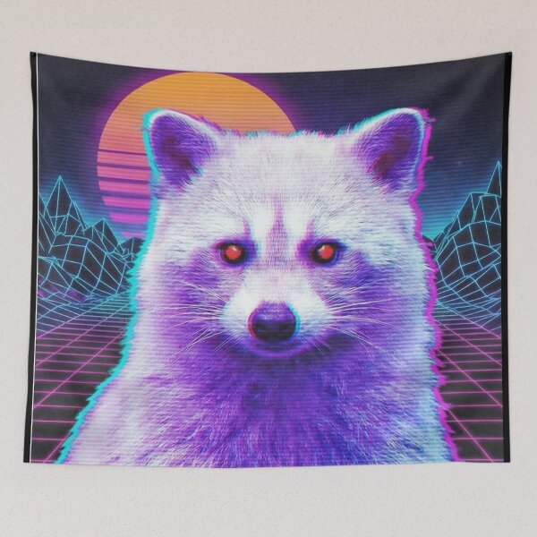 Item preview, Cyberpunk Glitch Albino Raccoon designed and sold by ThirdEyeDesign1.