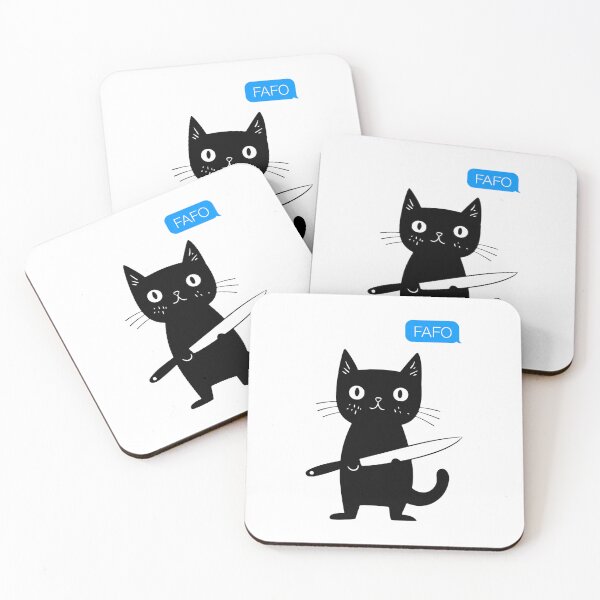 Item preview, Black Cat Text Message Bubble FAFO designed and sold by SaltedBeachPaperie.