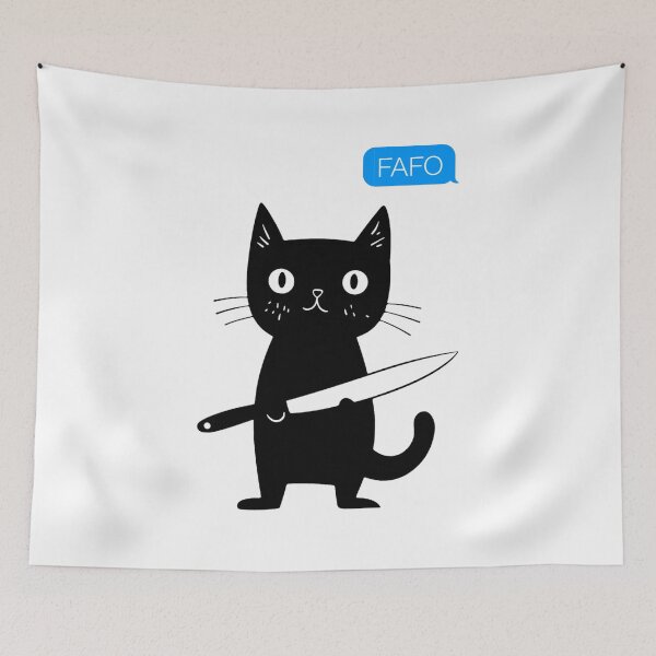 Item preview, Black Cat Text Message Bubble FAFO designed and sold by SaltedBeachPaperie.