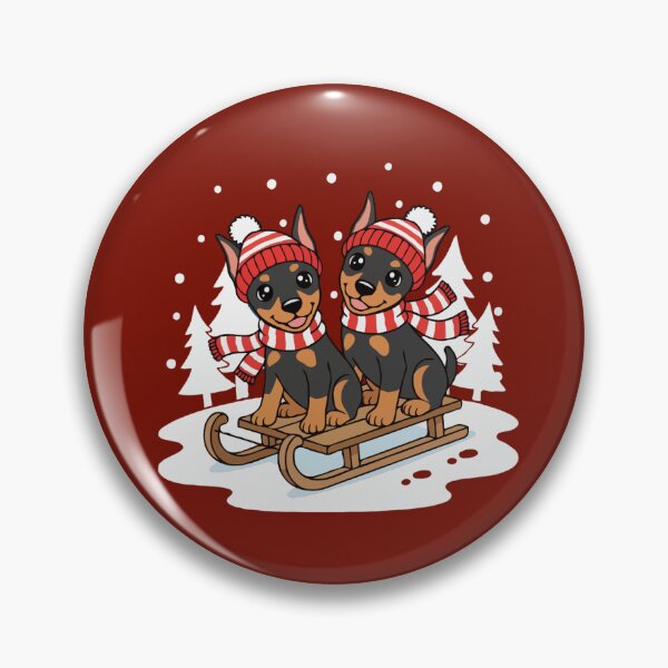 Item preview, Cute Doberman Pinscher Sledding Puppy | Happy Winter Puppy designed and sold by The Real Life Symphony.