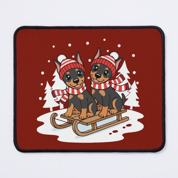 Item preview, Cute Doberman Pinscher Sledding Puppy | Happy Winter Puppy designed and sold by The Real Life Symphony.