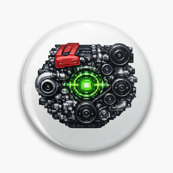 Item preview, Futuristic Pixel Engine Illustration | Cyberpunk Mechanical Art with Neon Core designed and sold by TorqueThread.