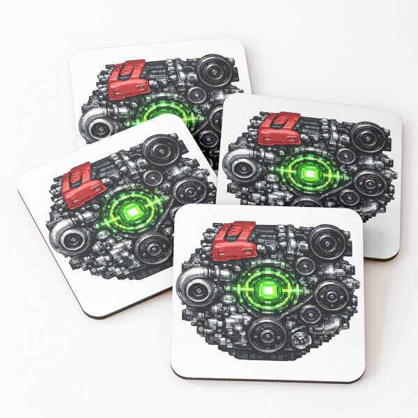 Item preview, Futuristic Pixel Engine Illustration | Cyberpunk Mechanical Art with Neon Core designed and sold by TorqueThread.