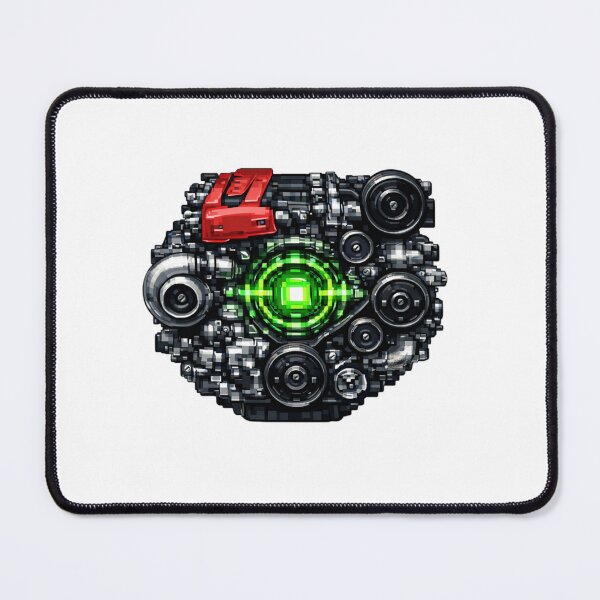 Item preview, Futuristic Pixel Engine Illustration | Cyberpunk Mechanical Art with Neon Core designed and sold by TorqueThread.