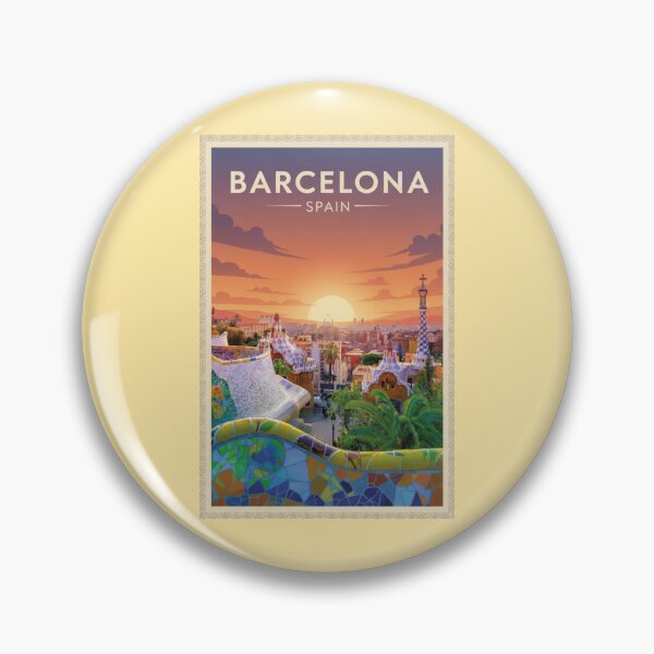 Item preview, Barcelona Vintage Travel Art - Park Guell - Spain designed and sold by Wanderprintt.
