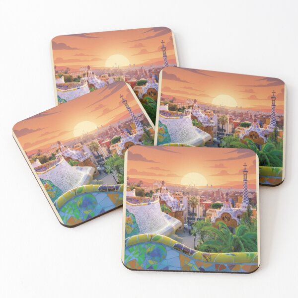 Item preview, Barcelona Vintage Travel Art - Park Guell - Spain designed and sold by Wanderprintt.