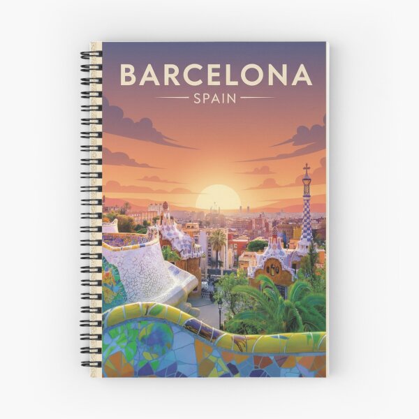 Item preview, Barcelona Vintage Travel Art - Park Guell - Spain designed and sold by Wanderprintt.
