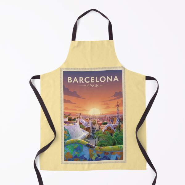 Item preview, Barcelona Vintage Travel Art - Park Guell - Spain designed and sold by Wanderprintt.