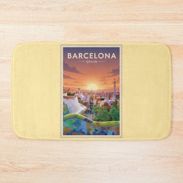 Item preview, Barcelona Vintage Travel Art - Park Guell - Spain designed and sold by Wanderprintt.