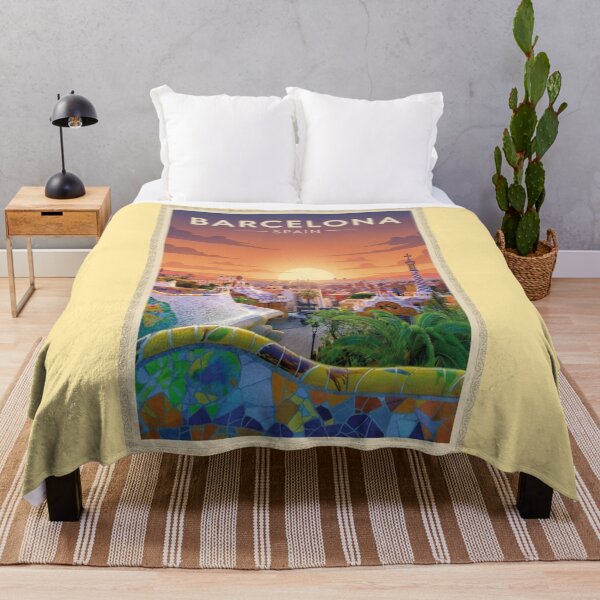 Item preview, Barcelona Vintage Travel Art - Park Guell - Spain designed and sold by Wanderprintt.