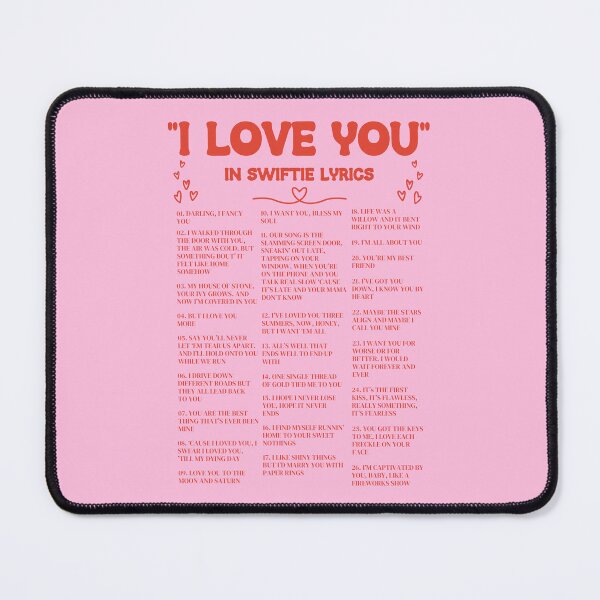 Item preview, I Love You in Swiftie Lyrics - Pink, Red designed and sold by SaltedBeachPaperie.