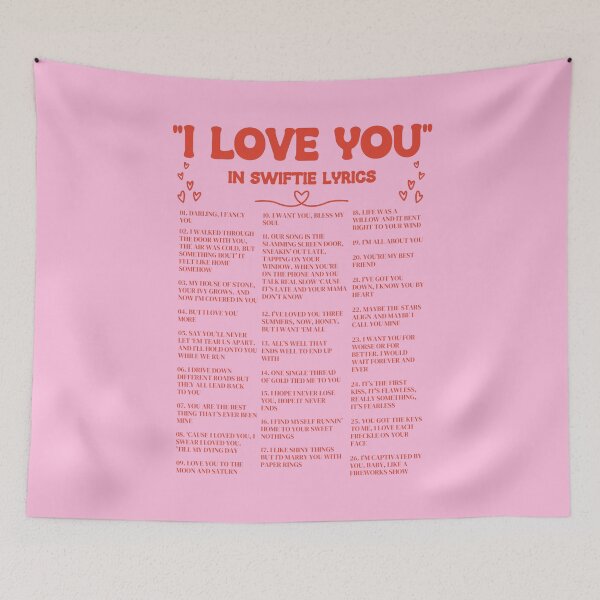 Item preview, I Love You in Swiftie Lyrics - Pink, Red designed and sold by SaltedBeachPaperie.