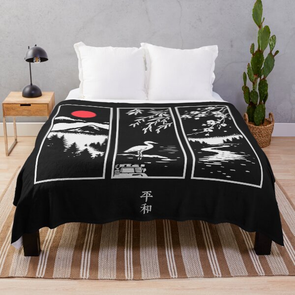 Item preview, Japanese art: Three Panels of Life- moon, cherry blossom and mountains designed and sold by AxisTheory.