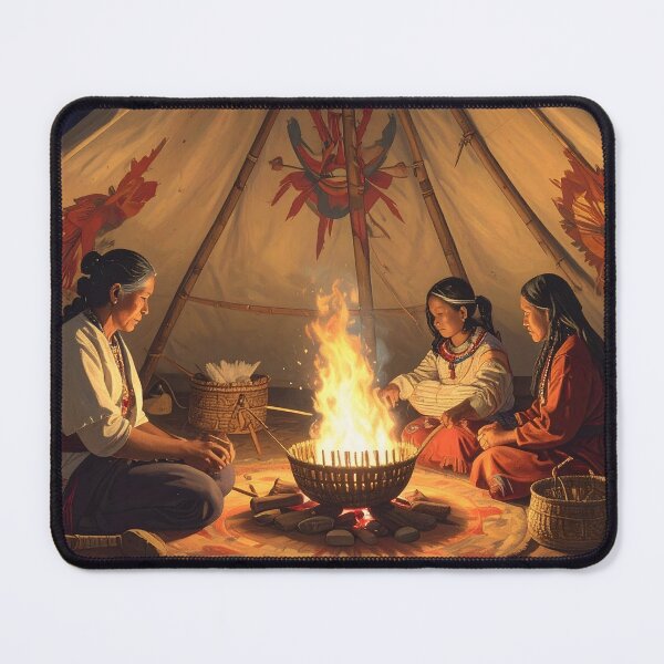 Item preview, Native American women and sacred fire designed and sold by Schoenenwald - Illustrations Uniques et Originales.