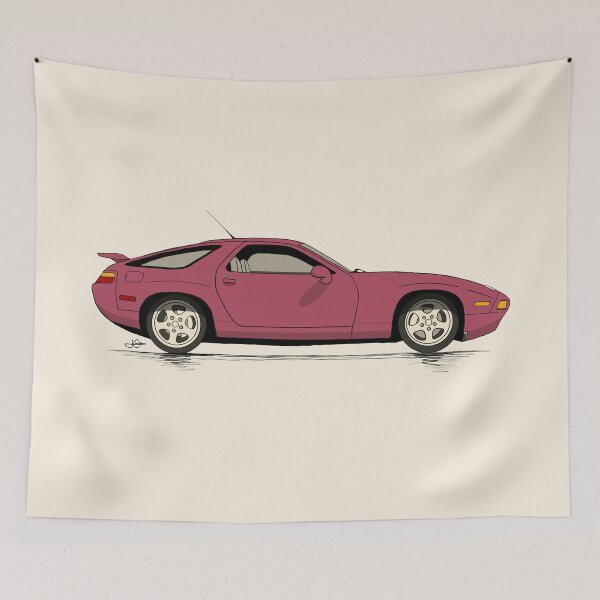 Item preview, 928 GTS Raspberry Red hand drawn Illustration  designed and sold by blackdogshop.