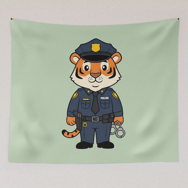 Item preview, Brave Tiger Police Officer - Cute Cartoon Cop Hero designed and sold by jusmich.