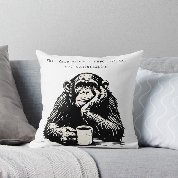 Item preview, This Face Means I Need Coffee, Not Conversation : Funny Monkey Illustration designed and sold by Kruti Collection.