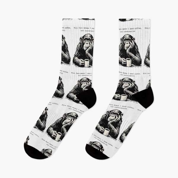 Item preview, This Face Means I Need Coffee, Not Conversation : Funny Monkey Illustration designed and sold by Kruti Collection.