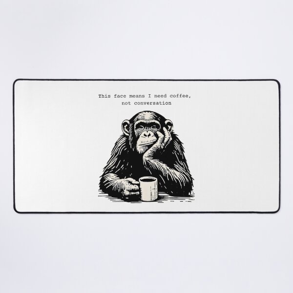 Item preview, This Face Means I Need Coffee, Not Conversation : Funny Monkey Illustration designed and sold by Kruti Collection.
