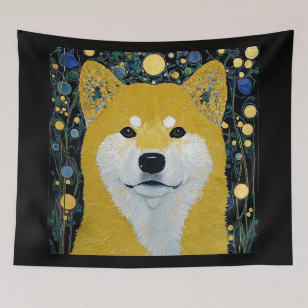 Item preview, Golden shiba inu Dog with Abstract Background designed and sold by lautir.