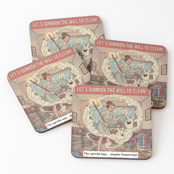 Item preview, Summoning the Will to Clean - Retro Satire Art designed and sold by Vantage Print Co..