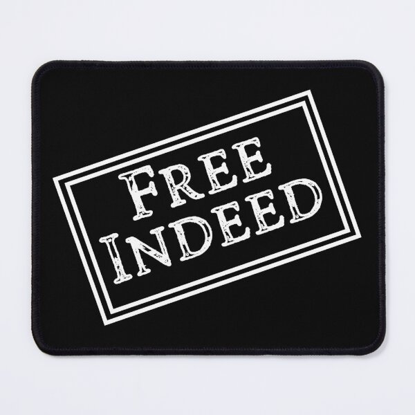 Item preview, Free Indeed in White - Bible Scripture Verse Christian - Stamped designed and sold by Ceramic Scripture.
