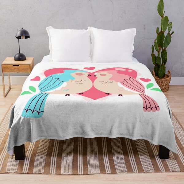Item preview, A couple of birds (light blue and pink) in love  designed and sold by Zoolita   Store.
