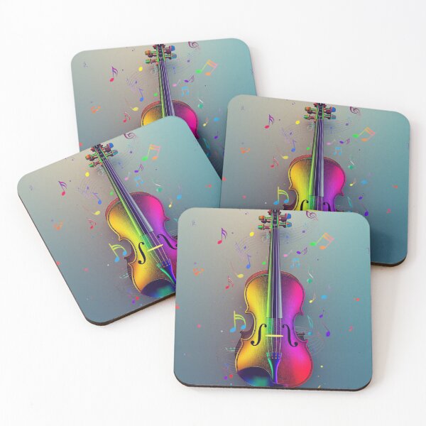 Item preview, notes around colorful violins designed and sold by Dedokris.